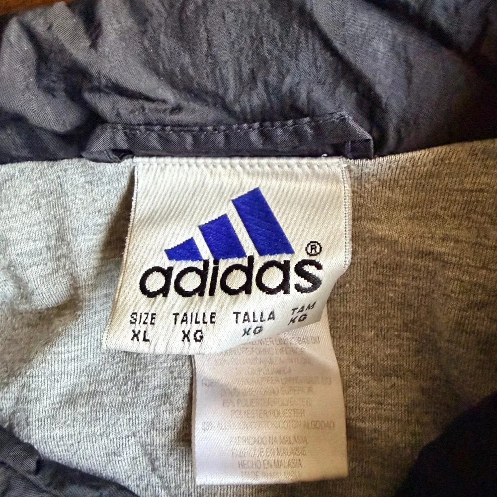 Vintage Adidas Mens Black White Stripe Windbreaker Tracksuit Set XL Broken Zip